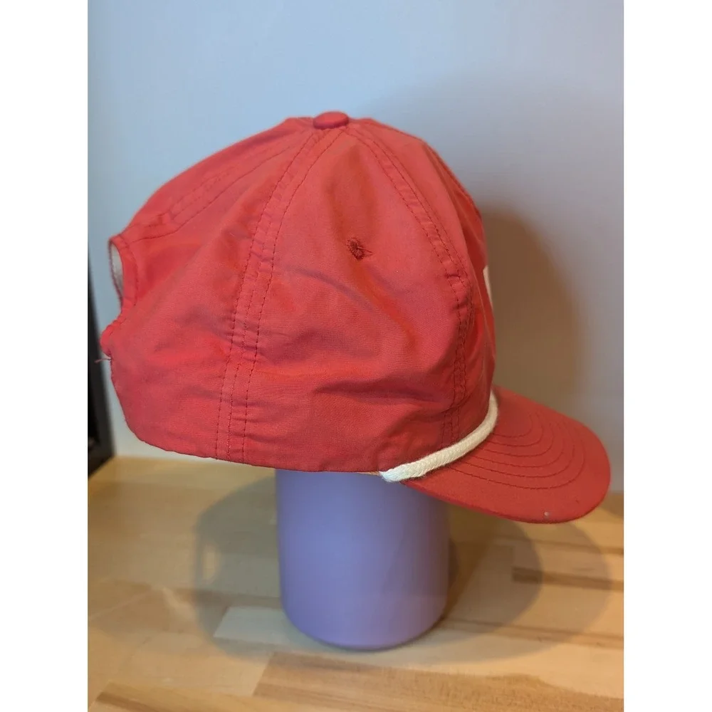 LA‎ Rope Hat Coral Red Embroidered Logo Lightweight Summer Travel Cap